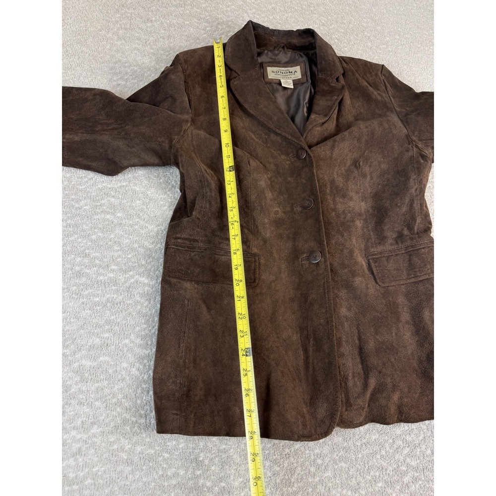Sonoma Jean Company Jacket Womens Large Brown Suede Leather Blazer Classic - Picture 3 of 6